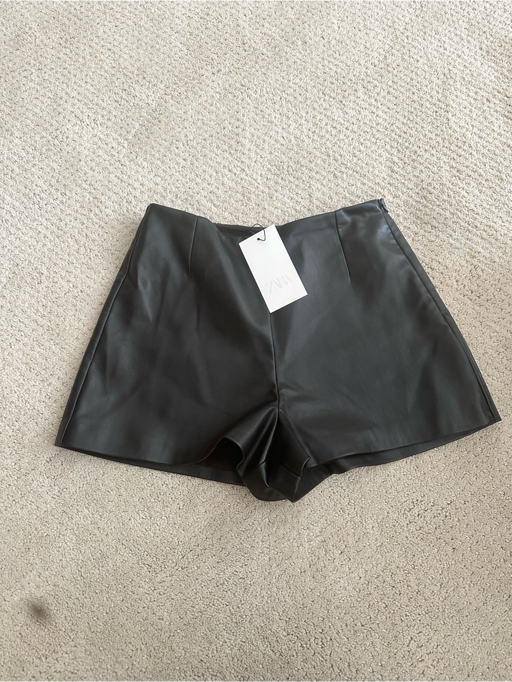 Zara Black Faux Leather High-Waist Women’s Shorts- size S